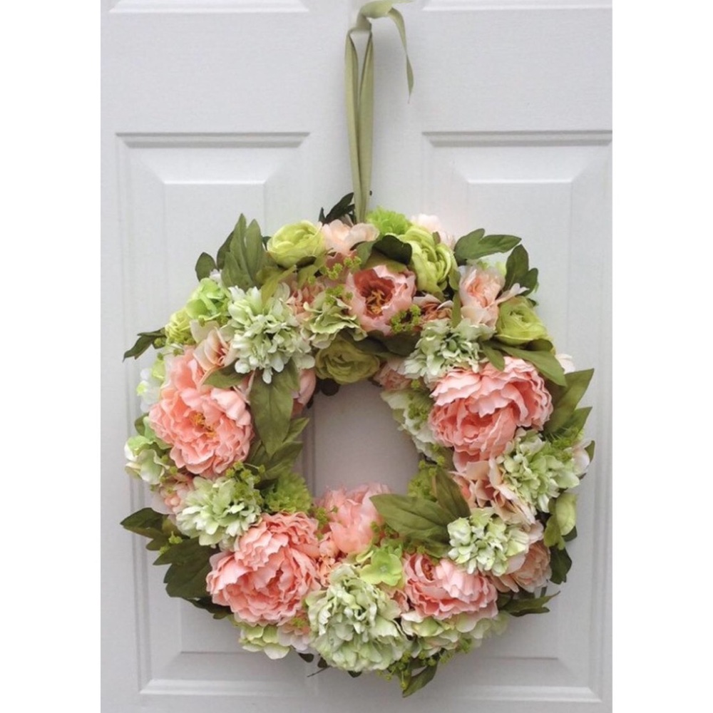 PINK PEONIES and HYDRANGEA WREATH